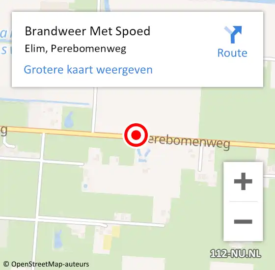 Locatie op kaart van de 112 melding: Brandweer Met Spoed Naar Elim, Perebomenweg op 7 mei 2017 22:29