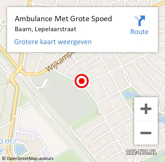 Locatie op kaart van de 112 melding: Ambulance Met Grote Spoed Naar Baarn, Lepelaarstraat op 7 mei 2017 23:34