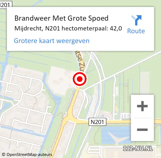 Locatie op kaart van de 112 melding: Brandweer Met Grote Spoed Naar Mijdrecht, N201 hectometerpaal: 42,0 op 7 mei 2017 23:56