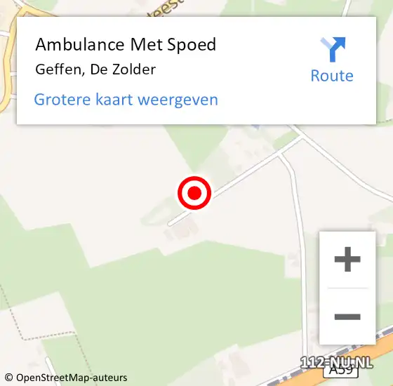 Locatie op kaart van de 112 melding: Ambulance Met Spoed Naar Geffen, De Zolder op 8 mei 2017 01:21