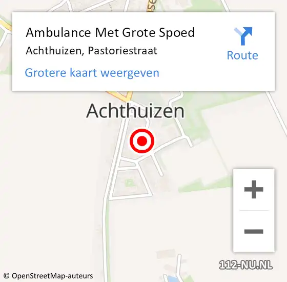 Locatie op kaart van de 112 melding: Ambulance Met Grote Spoed Naar Achthuizen, Pastoriestraat op 8 mei 2017 01:31