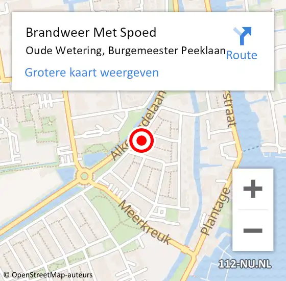 Locatie op kaart van de 112 melding: Brandweer Met Spoed Naar Oude Wetering, Burgemeester Peeklaan op 8 mei 2017 01:52