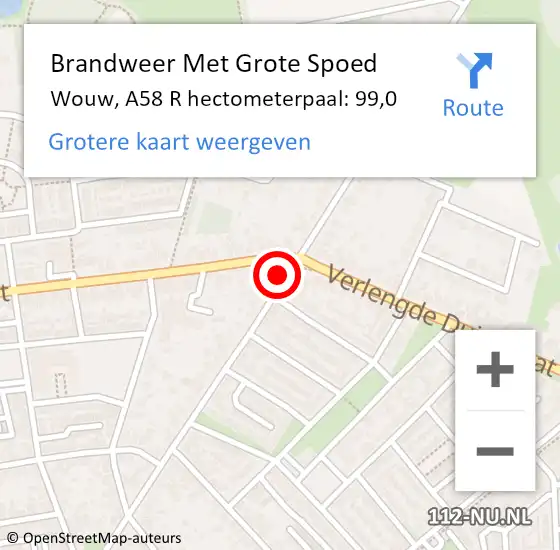 Locatie op kaart van de 112 melding: Brandweer Met Grote Spoed Naar Wouw, A58 R hectometerpaal: 99,0 op 8 mei 2017 05:33