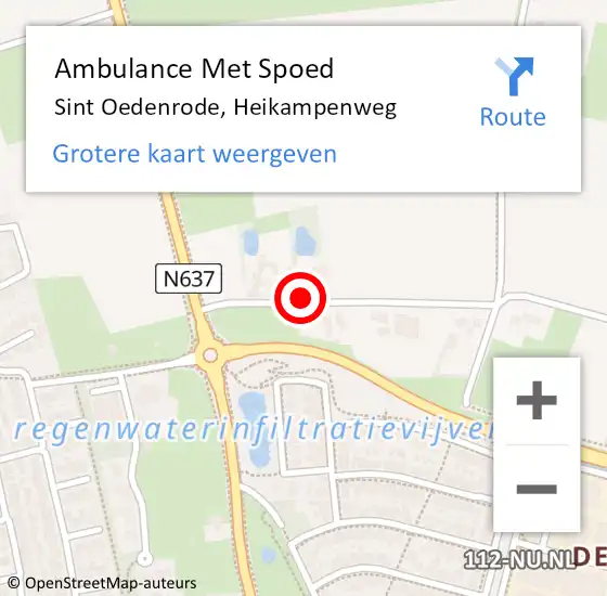 Locatie op kaart van de 112 melding: Ambulance Met Spoed Naar Sint Oedenrode, Heikampenweg op 8 mei 2017 06:28