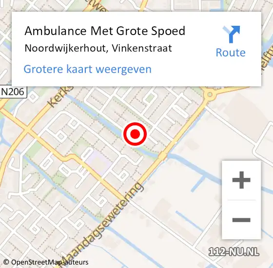 Locatie op kaart van de 112 melding: Ambulance Met Grote Spoed Naar Noordwijkerhout, Vinkenstraat op 8 mei 2017 06:50