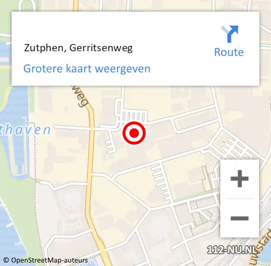 Locatie op kaart van de 112 melding:  Zutphen, Gerritsenweg op 8 mei 2017 08:21