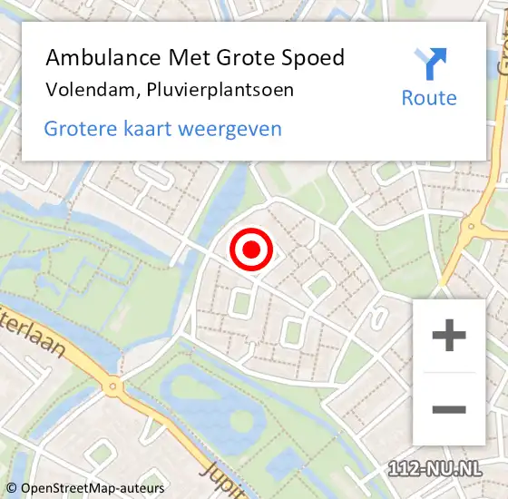 Locatie op kaart van de 112 melding: Ambulance Met Grote Spoed Naar Volendam, Pluvierplantsoen op 8 mei 2017 10:03