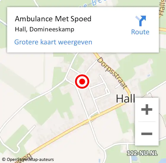 Locatie op kaart van de 112 melding: Ambulance Met Spoed Naar Hall, Domineeskamp op 8 mei 2017 10:20