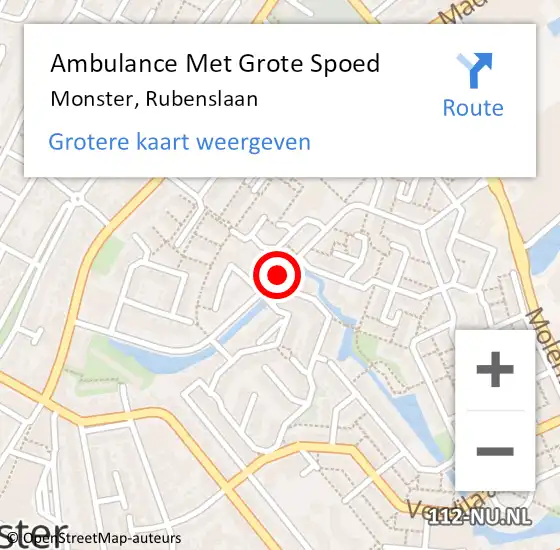 Locatie op kaart van de 112 melding: Ambulance Met Grote Spoed Naar Monster, Rubenslaan op 8 mei 2017 10:22