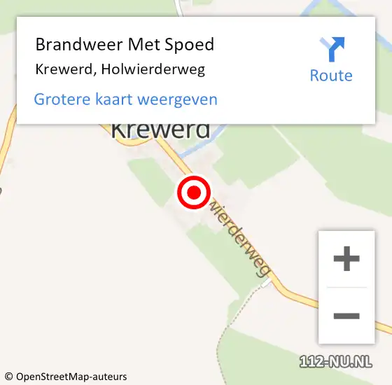 Locatie op kaart van de 112 melding: Brandweer Met Spoed Naar Krewerd, Holwierderweg op 19 januari 2014 19:52