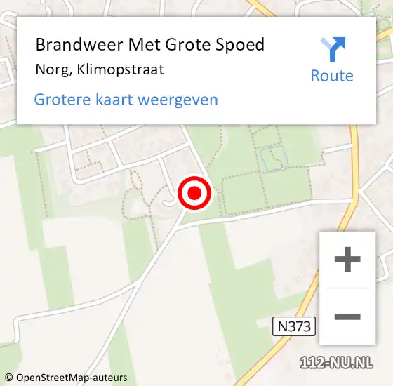 Locatie op kaart van de 112 melding: Brandweer Met Grote Spoed Naar Norg, Klimopstraat op 8 mei 2017 10:43