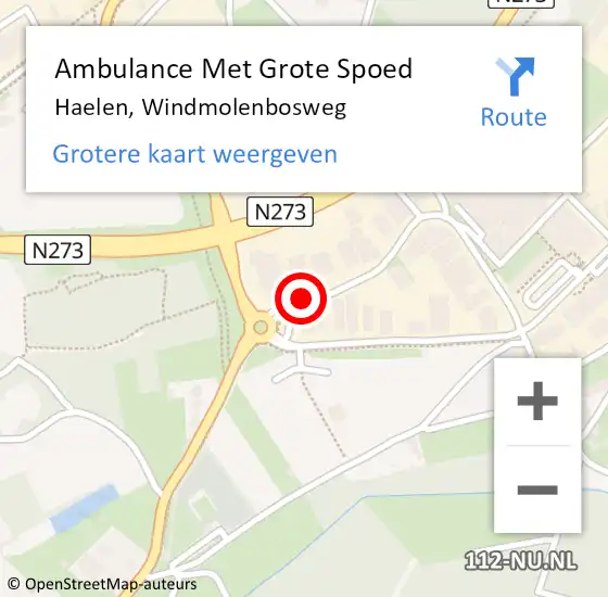 Locatie op kaart van de 112 melding: Ambulance Met Grote Spoed Naar Haelen, Windmolenbosweg op 8 mei 2017 11:11