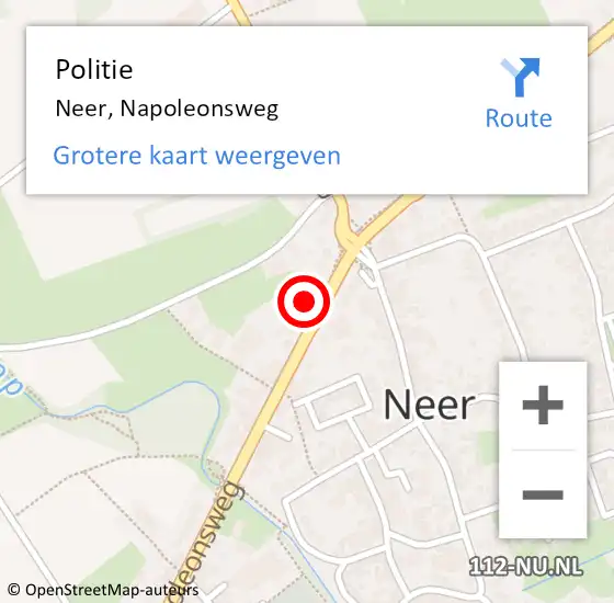 Locatie op kaart van de 112 melding: Politie Neer, Napoleonsweg op 8 mei 2017 11:37