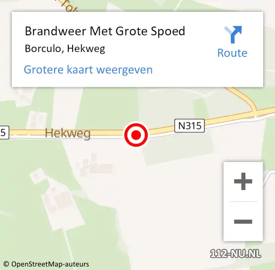 Locatie op kaart van de 112 melding: Brandweer Met Grote Spoed Naar Borculo, Hekweg op 8 mei 2017 11:55