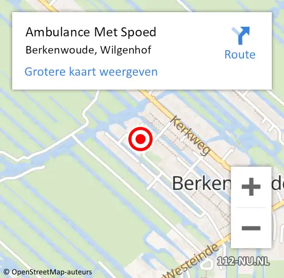 Locatie op kaart van de 112 melding: Ambulance Met Spoed Naar Berkenwoude, Wilgenhof op 8 mei 2017 12:16