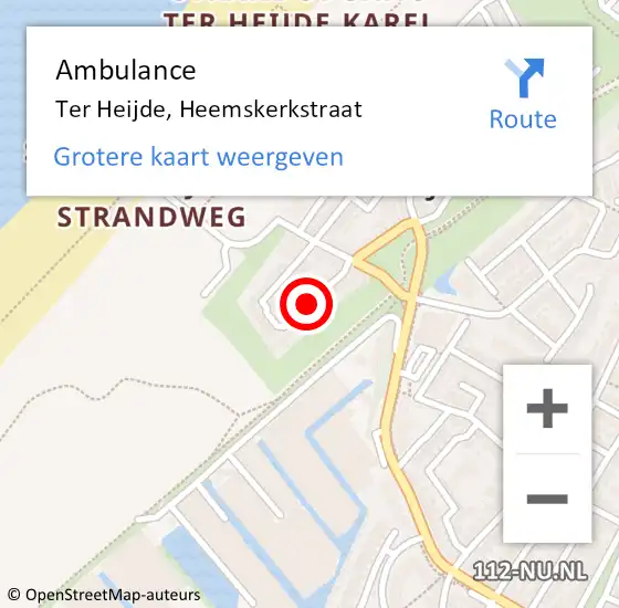 Locatie op kaart van de 112 melding: Ambulance Ter Heijde, Heemskerkstraat op 8 mei 2017 12:17