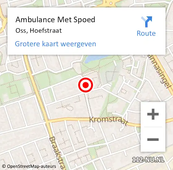 Locatie op kaart van de 112 melding: Ambulance Met Spoed Naar Oss, Hoefstraat op 8 mei 2017 13:08