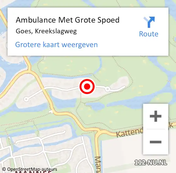 Locatie op kaart van de 112 melding: Ambulance Met Grote Spoed Naar Goes, Kreekslagweg op 8 mei 2017 13:27