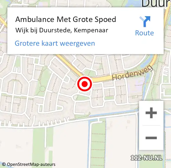 Locatie op kaart van de 112 melding: Ambulance Met Grote Spoed Naar Wijk bij Duurstede, Kempenaar op 8 mei 2017 14:18