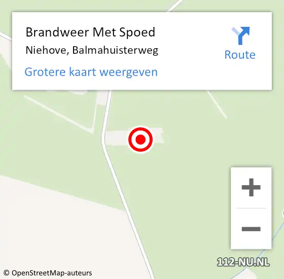 Locatie op kaart van de 112 melding: Brandweer Met Spoed Naar Niehove, Balmahuisterweg op 8 mei 2017 14:29