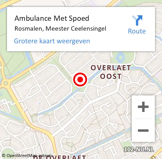 Locatie op kaart van de 112 melding: Ambulance Met Spoed Naar Rosmalen, Meester Ceelensingel op 8 mei 2017 15:55