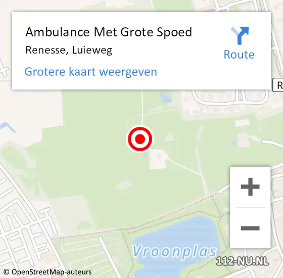 Locatie op kaart van de 112 melding: Ambulance Met Grote Spoed Naar Renesse, Luieweg op 8 mei 2017 15:58