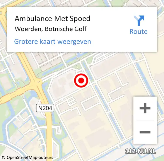Locatie op kaart van de 112 melding: Ambulance Met Spoed Naar Woerden, Botnische Golf op 8 mei 2017 16:12