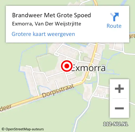 Locatie op kaart van de 112 melding: Brandweer Met Grote Spoed Naar Exmorra, Van Der Weijstrjitte op 8 mei 2017 16:17