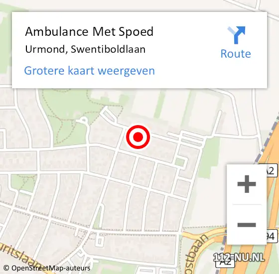 Locatie op kaart van de 112 melding: Ambulance Met Spoed Naar Urmond, Swentiboldlaan op 19 september 2013 19:35