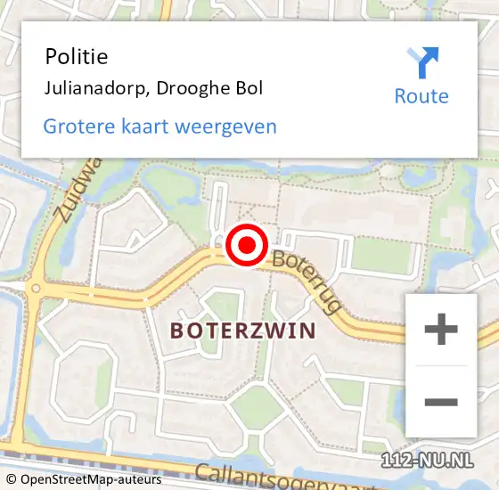 Locatie op kaart van de 112 melding: Politie Julianadorp, Drooghe Bol op 8 mei 2017 16:34