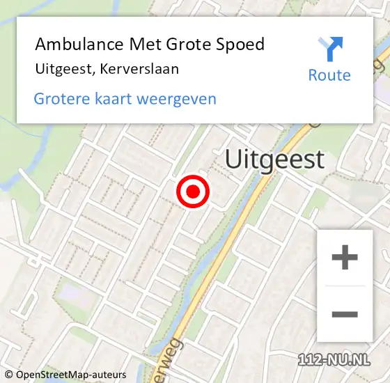 Locatie op kaart van de 112 melding: Ambulance Met Grote Spoed Naar Uitgeest, Kerverslaan op 8 mei 2017 17:07