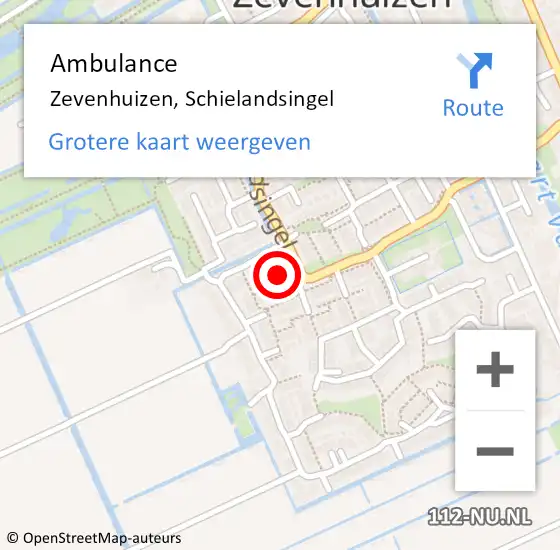 Locatie op kaart van de 112 melding: Ambulance Zevenhuizen, Schielandsingel op 8 mei 2017 17:20