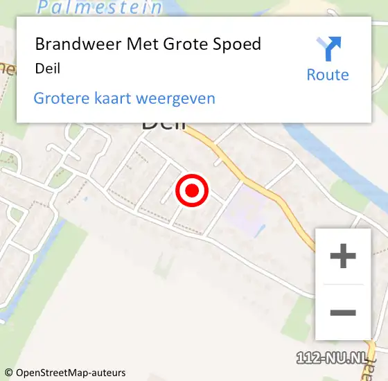 Locatie op kaart van de 112 melding: Brandweer Met Grote Spoed Naar Deil op 8 mei 2017 17:53