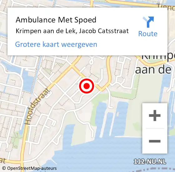 Locatie op kaart van de 112 melding: Ambulance Met Spoed Naar Krimpen aan de Lek, Jacob Catsstraat op 8 mei 2017 18:41