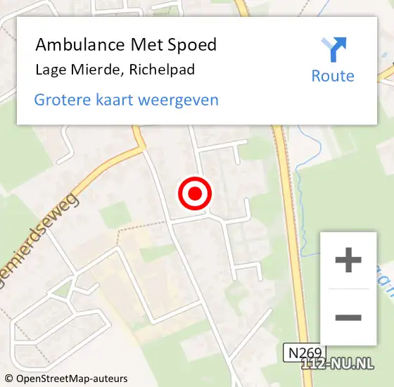 Locatie op kaart van de 112 melding: Ambulance Met Spoed Naar Lage Mierde, Richelpad op 8 mei 2017 19:11