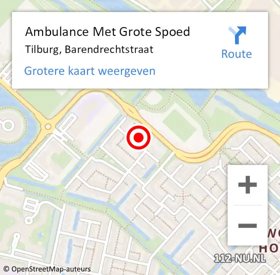 Locatie op kaart van de 112 melding: Ambulance Met Grote Spoed Naar Tilburg, Barendrechtstraat op 8 mei 2017 20:22