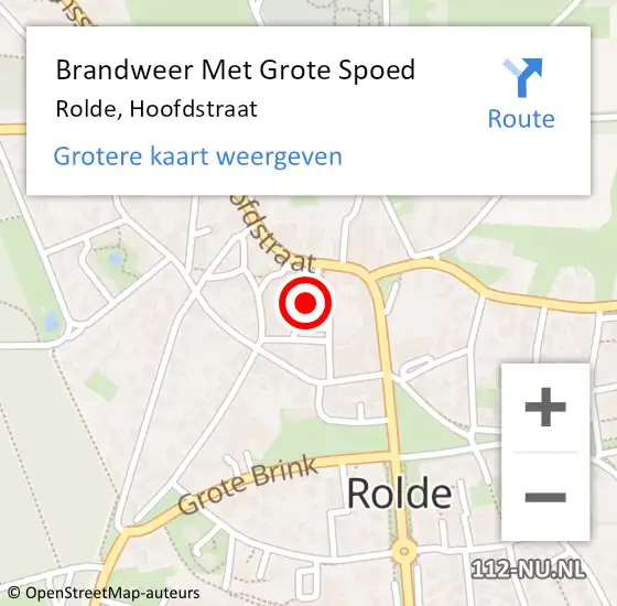 Locatie op kaart van de 112 melding: Brandweer Met Grote Spoed Naar Rolde, Hoofdstraat op 8 mei 2017 20:34