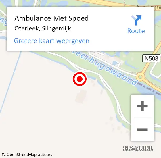 Locatie op kaart van de 112 melding: Ambulance Met Spoed Naar Oterleek, Slingerdijk op 8 mei 2017 20:45