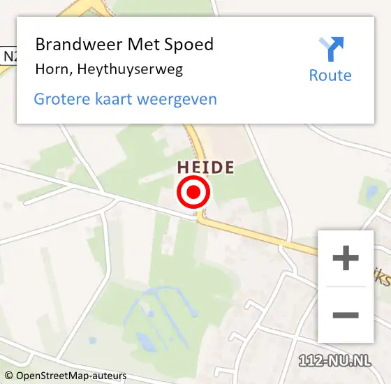 Locatie op kaart van de 112 melding: Brandweer Met Spoed Naar Horn, Heythuyserweg op 8 mei 2017 21:09