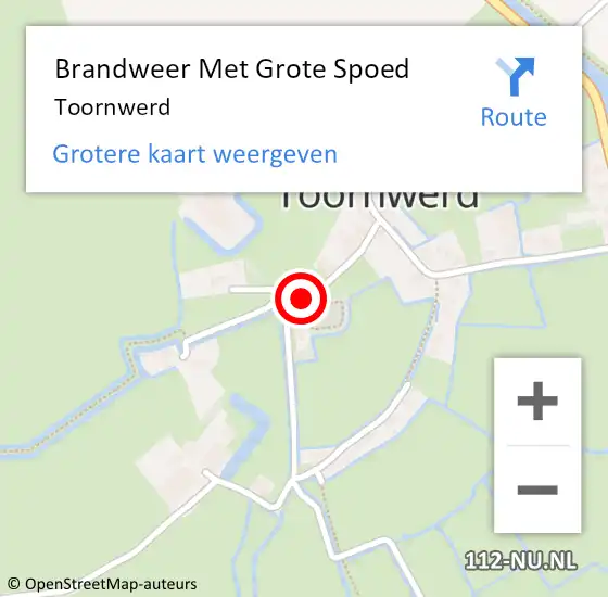 Locatie op kaart van de 112 melding: Brandweer Met Grote Spoed Naar Toornwerd op 8 mei 2017 22:44