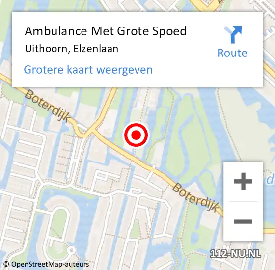 Locatie op kaart van de 112 melding: Ambulance Met Grote Spoed Naar Uithoorn, Elzenlaan op 8 mei 2017 22:45