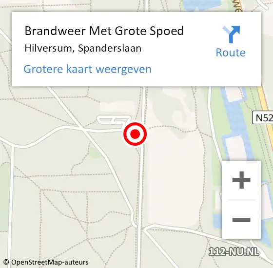 Locatie op kaart van de 112 melding: Brandweer Met Grote Spoed Naar Hilversum, Spanderslaan op 8 mei 2017 22:58