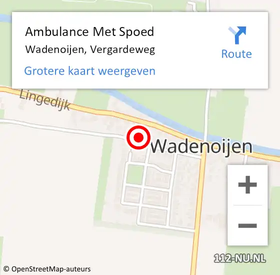 Locatie op kaart van de 112 melding: Ambulance Met Spoed Naar Wadenoijen, Vergardeweg op 8 mei 2017 23:27