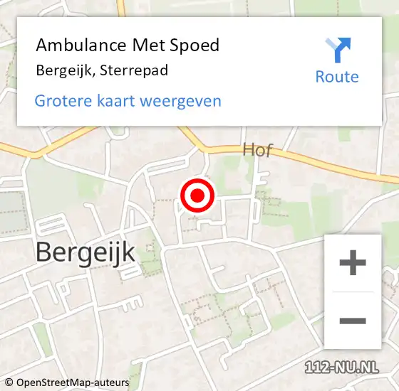 Locatie op kaart van de 112 melding: Ambulance Met Spoed Naar Bergeijk, Sterrepad op 9 mei 2017 00:17