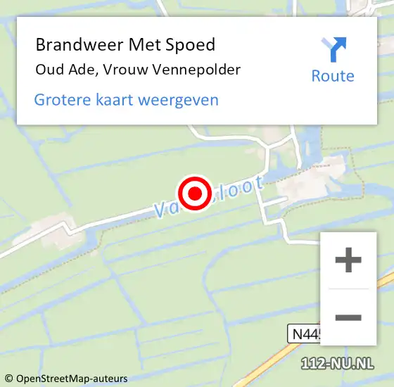 Locatie op kaart van de 112 melding: Brandweer Met Spoed Naar Oud Ade, Vrouw Vennepolder op 19 januari 2014 21:51