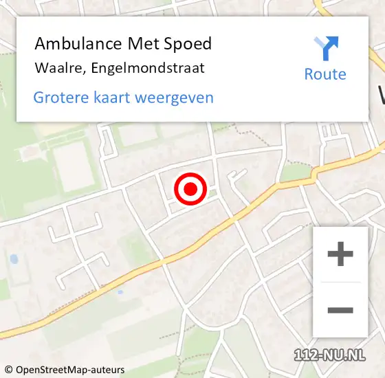 Locatie op kaart van de 112 melding: Ambulance Met Spoed Naar Waalre, Engelmondstraat op 9 mei 2017 00:26