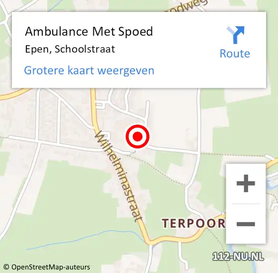 Locatie op kaart van de 112 melding: Ambulance Met Spoed Naar Epen, Schoolstraat op 19 januari 2014 21:52