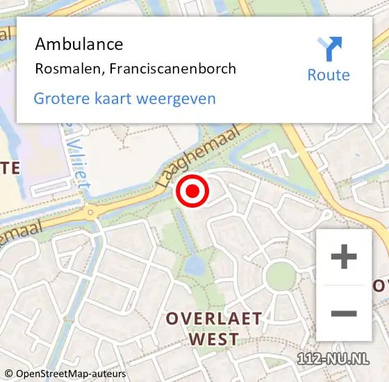 Locatie op kaart van de 112 melding: Ambulance Rosmalen, Franciscanenborch op 9 mei 2017 00:36