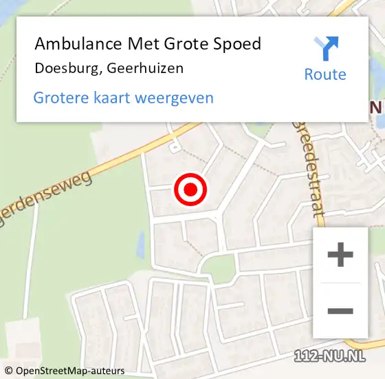 Locatie op kaart van de 112 melding: Ambulance Met Grote Spoed Naar Doesburg, Geerhuizen op 9 mei 2017 04:24