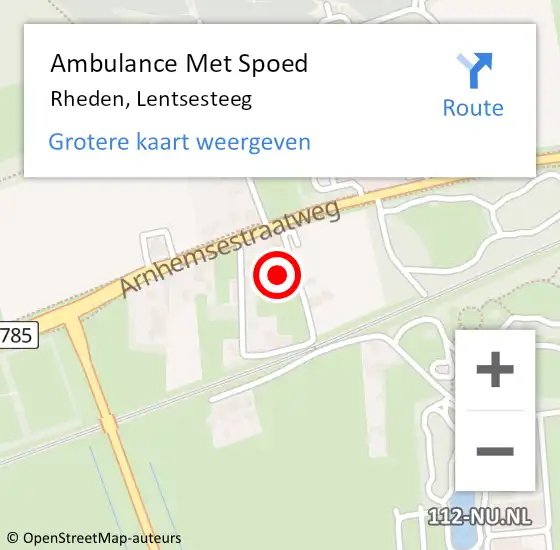 Locatie op kaart van de 112 melding: Ambulance Met Spoed Naar Rheden, Lentsesteeg op 9 mei 2017 04:55